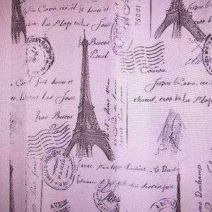 PARIS SHOWER CURTAIN EIFFEL TOWER AND TRAVEL STAMPS 72"X72" NEW IN PACK